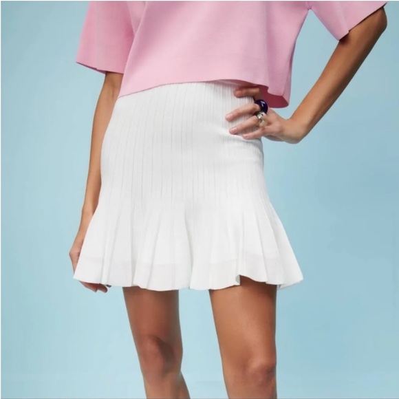 Zara Dresses & Skirts - ZARA IVORY WHITE PLEATED STRETCHY PULL-ON MINI SKIRT NWOT